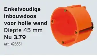 GAMMA Enkelvoudige inbouwdoos voor holle wand Diepte 45 mm aanbieding