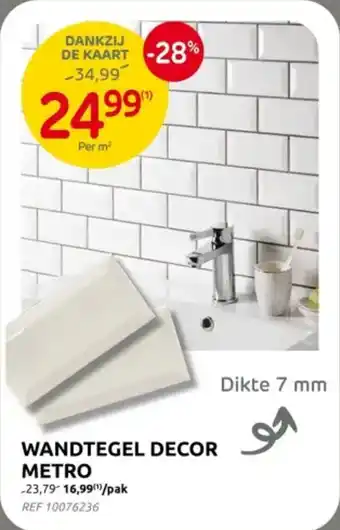 Brico Wandtegel Decor Metro aanbieding