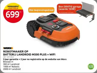 Brico Worx Robotmaaier op Batterij Landroid M500 Plus + WiFi aanbieding