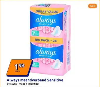 Action Always maandverband sensitive aanbieding