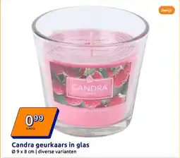 Action Candra geurkaars in glas aanbieding