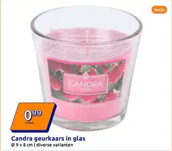 Action Candra geurkaars in glas aanbieding