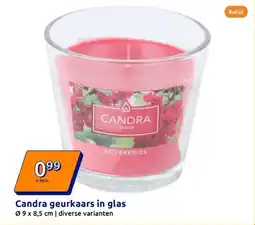 Action Candra geurkaars in glas aanbieding