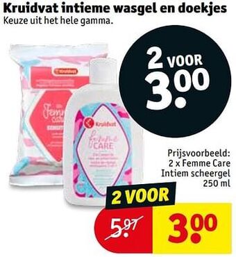 Kruidvat Kruidvat intieme wasgel en doekjes 250ml aanbieding