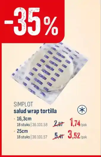 Horeca totaal Simplot salud wrap tortilla aanbieding