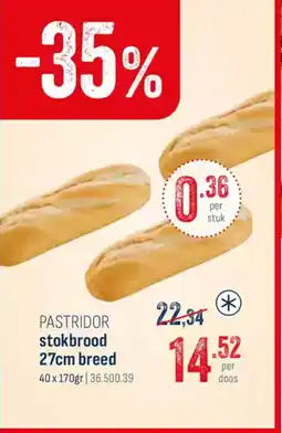 Horeca totaal Pastridor stokbrood breed aanbieding