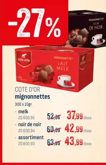 Horeca totaal Cote d'or mignonnettes  melk aanbieding