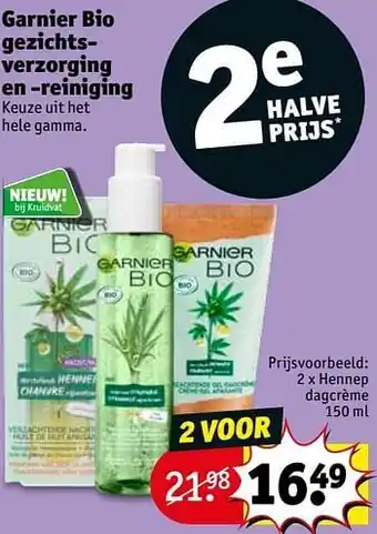 Kruidvat Garnier bio gezichtsverzorging en -reiniging aanbieding