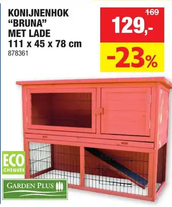 Hubo Konijnenhok bruna met lade aanbieding