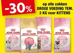 Hubo Op alle zakken droge voeding tem voor kittens aanbieding