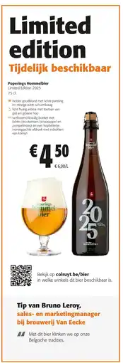 Colruyt Poperings Hommelbier Limited Edition 2025 75 cl aanbieding