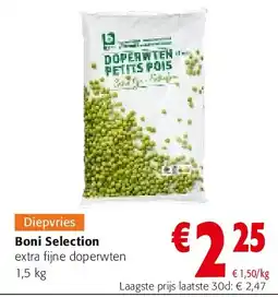 Colruyt Boni Selection extra fijne doperwten 1,5 kg aanbieding