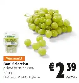 Colruyt Boni Selection pitloze witte druiven 500 g aanbieding