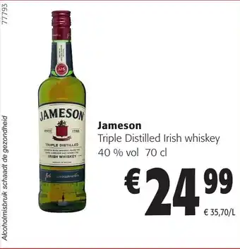 Colruyt Jameson triple distilled irish whiskey 40% vol aanbieding