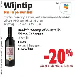 Colruyt Hardy's 'stamp of australia shiraz-cabernet aanbieding