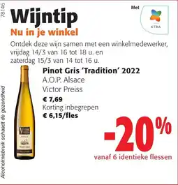 Colruyt Pinot gris tradition 2022 aanbieding