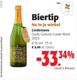 Colruyt Lindemans oude gueuze cuvée rené 2023 6% vol aanbieding