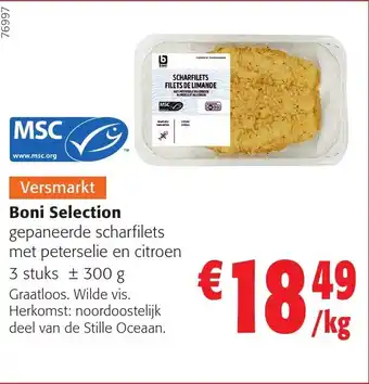 Colruyt Boni selection gepaneerde scharfilets met peterselie en citroen aanbieding