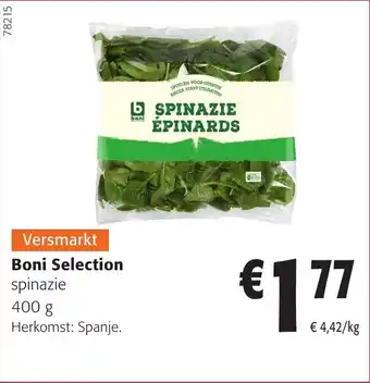 Colruyt Boni selection spinazie aanbieding