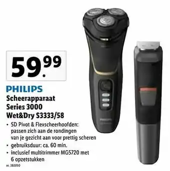 Philips scheerapparaat series 3000 wet+dry s3333-58