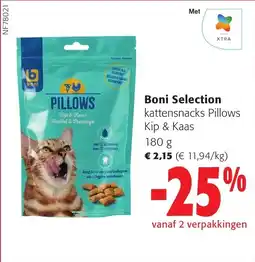 Colruyt Boni Selection Kattensnacks Pillows Kip & Kaas aanbieding