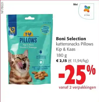 Colruyt Boni Selection Kattensnacks Pillows Kip & Kaas aanbieding