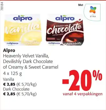 Colruyt Alpro Heavenly Velvet Vanilla, Devilishly Dark Chocolate of Creamy & Sweet Caramel aanbieding