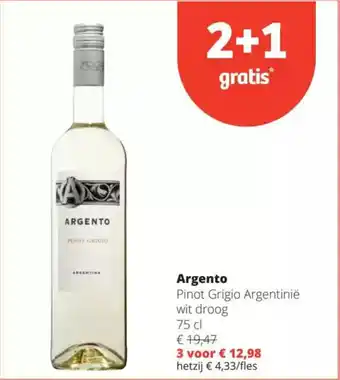 Spar Argento Pinot Grigio Argentinië wit droog aanbieding