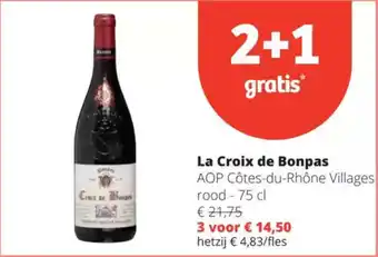 Spar La Croix de Bonpas AOP Côtes-du-Rhône Villages rood aanbieding