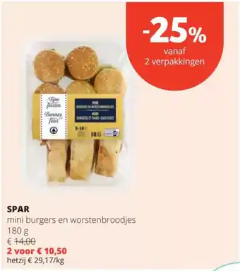 Spar Spar mini burgers en worstenbroodjes aanbieding