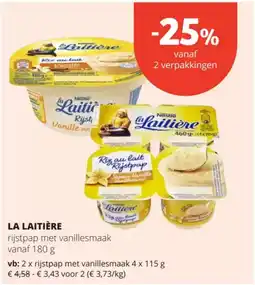 Spar La laitière rijstpap met vanillesmaak aanbieding