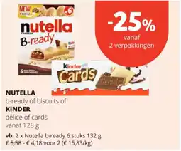 Spar Nutella b-ready of biscuits of Kinder délice of cards aanbieding