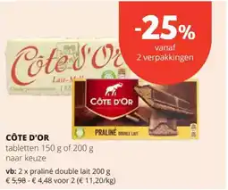 Spar CÔTE D'OR tabletten aanbieding