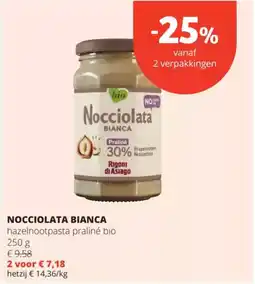 Spar Nocciolata bianca hazelnootpasta praliné bio aanbieding