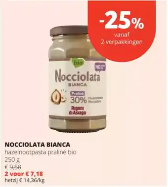 Spar Nocciolata bianca hazelnootpasta praliné bio aanbieding