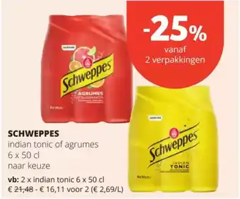 Spar Schweppes indian tonic of agrumes aanbieding