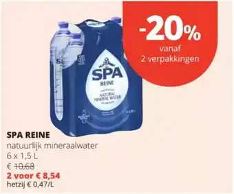 Spar Spa reine natuurlijk mineraalwater aanbieding