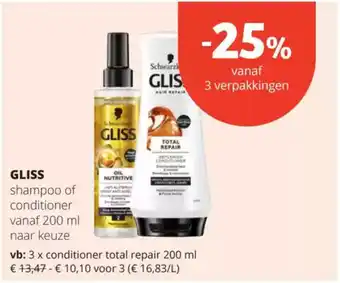 Spar Gliss shampoo of conditioner aanbieding