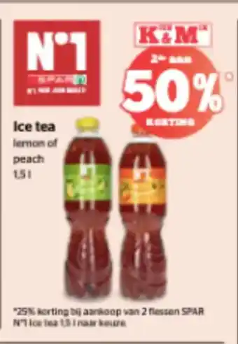 Spar Ice tea lemon of peach aanbieding