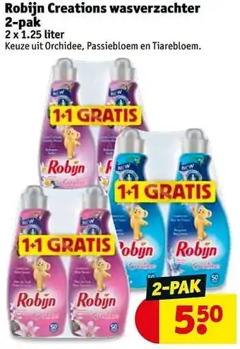 Kruidvat Robijn creations wasverzachter 1.25liter aanbieding
