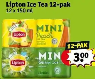 Kruidvat Lipton ice tea 12-pak 12x150ml aanbieding