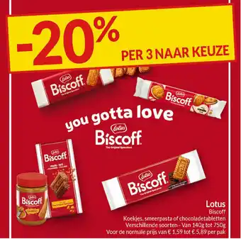 Intermarché Lotus biscoff koekjes smeerpasta of chocoladetabletten aanbieding