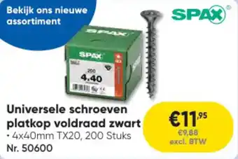 Toolstation Spax Universele schroeven platkop voldraad zwart aanbieding