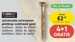 Toolstation Forge Fast Universele Schroeven Platkop Voldraad Geel aanbieding