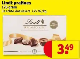 Kruidvat Lindt pralines 125 gram aanbieding
