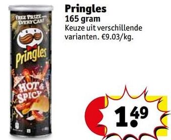 Kruidvat Pringles 165 gram aanbieding