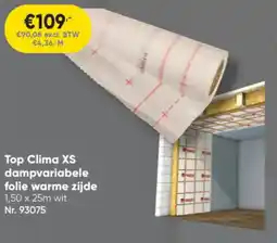 Toolstation Top Clima XS dampvariabele folie warme zijde aanbieding