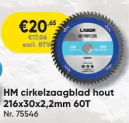 Toolstation Labor HM cirkelzaagblad hout aanbieding