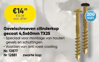 Toolstation Dyna Plus Gevelschroeven cilinderkop gecoat TX25 aanbieding