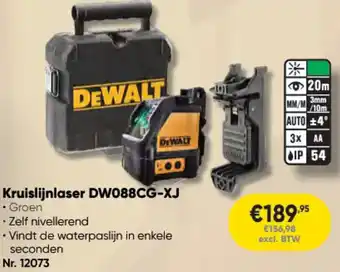 Toolstation DeWalt Kruislijnlaser DW088CG-XJ aanbieding